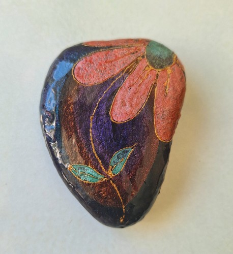 Flower painted rock floral - rock,,