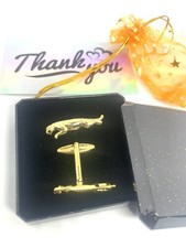 Jaguar 3D Gold Plated Car Cufflinks -Leaping Jaguar IN A CUFFLINK BOX -UK SELLER