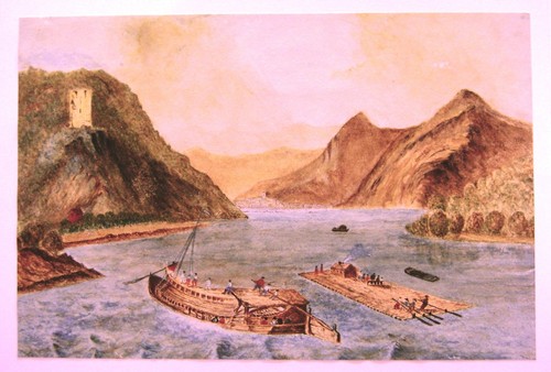 Logging barges and rafts - logging, on