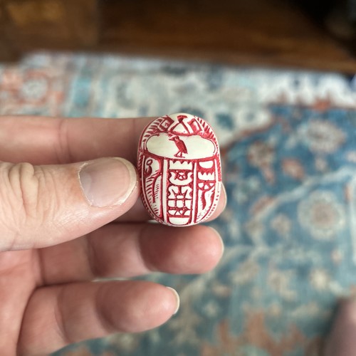 Egyptian carved red scarab - carved,