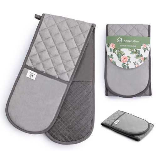Grey double oven gloves heat - double,