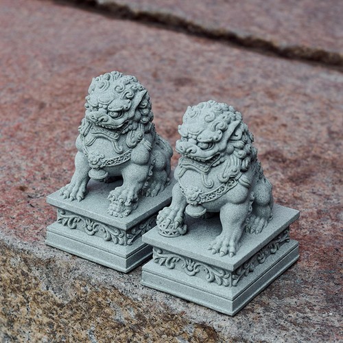 Mini stone lion statues - stone,