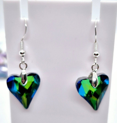 Crystal heart earrings - crystal, 925