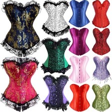 Women's Lace Up Boned Overbust Waist Training Corset Bustier Body shaper S-6XL