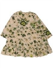 ZARA Womens 3/4 Sleeve Tent Dress UK 14 Medium Off White Floral Polyester AK09