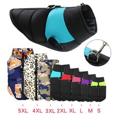 Dog Coat Waterproof With Harness Jacket Raincoat Winter Zip Coats Pet Hole Warm