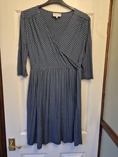 Ladies Allegra By Allegra Hicks Blue Patterned Jersey Wrap Top Dress Size 18