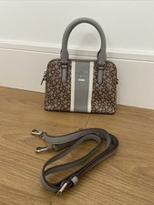 DKNY Grey White and Brown Monogram Bag with Detachable Long Strap 21x15x7 cm