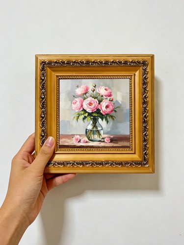 Pink rose glass vase still - pink,