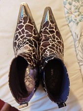 Gucinari Men's Hair On Multicolor Tiger Leather Pointed Toe Ankle Chelsea Boots