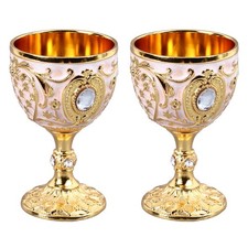 2pcs Metal Wine Cup Embossed