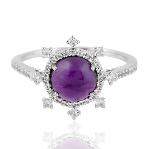 Amethyst halo ring sterling - amethyst,