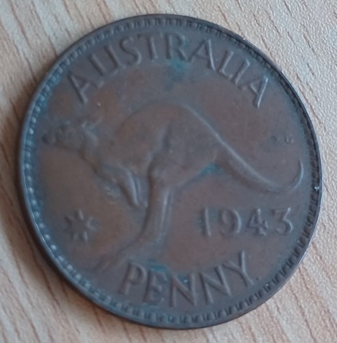 Australia one penny coin - australia, 1943