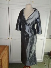 ALEXON SILVER GREY MOTHER OF THE BRIDE SUIT  WITH FISH TAIL  SIZE UK 14    