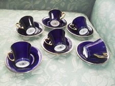 Vintage Art Deco CROWN DEVON  Midnight blue Demitasse Coffee Set