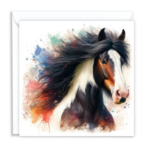 Heavy horse watercolour splash - horse,