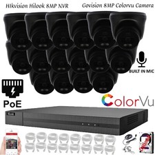 4K HIKVISION COLORVU AUDIO CCTV SYSTEM IP POE NVR 8MP CAMERA MIC NIGHTVISION KIT