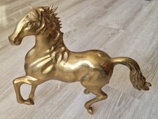 Large Cast Brass Horse Stallion Sculpture, Finely Detailed, 38x33x9 cm, 2,05 kg
