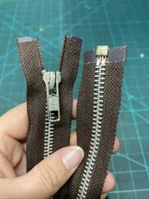 YKK Metal Open Ended Zip 1 Way Silver Teeth, Brown Tape No. 5 39”/ 100cm