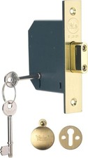 Yale 5 Lever Mortice Deadlock Maximum Security Polished Brass 3 Inch 76 mm