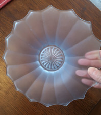 Antique Art Deco Bagley Sowerby Glass Dish Pale Blue Frosted 1930s Design Nice