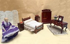 Vintage Mahogany Bedroom Furniture Set, 1980,  6 items + accessories 1:12