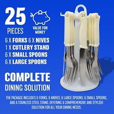 NEW 24PC CREAM CUTLERY SET
