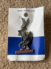 VINTAGE KAWASAKI MOTORCYCLE BIKE BADGE - NEW AND UNUSED SILVER COLOUR