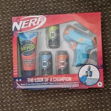 Nerf Water Blaster With Targets Cans & Bath Shower Gel Age 5+ Gift Present