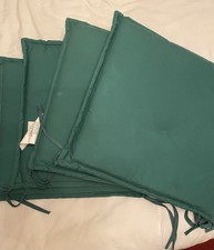 4 x Green Garden Chair Tie On Seat Pads