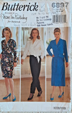 Vintage Sewing Pattern Butterick 6897 Dress & Jumpsuit 12-14  Complete 90s