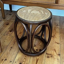 Vintage Bent Cane Wicker Rattan Stool/Table/Plant Stand Boho 70s