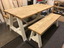 SHABBY CHIC 6FT A-FRAME TABLE ROUGH SAWN BESPOKE SIZES & COLOURS - F&B POINTING