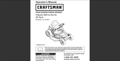 Craftsman model 247 203691 - model, 247.203691