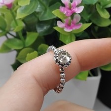 Genuine Pandora April Crystal Birthstone Bloom Ring ALE 925 Size - 54 #2888D