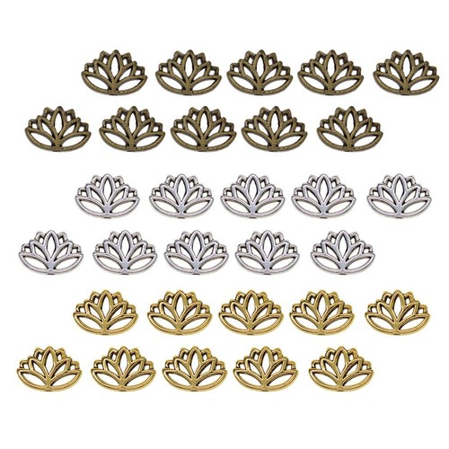 30x alloy lotus flower beads - alloy,
