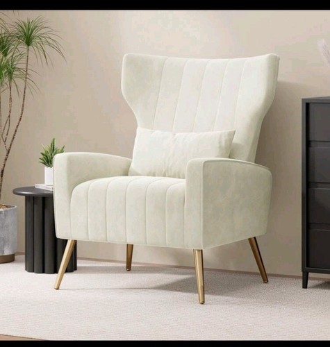 Beige armchair recliner with - armchair,