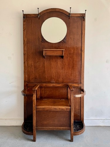Art deco oak hall stand - oak,