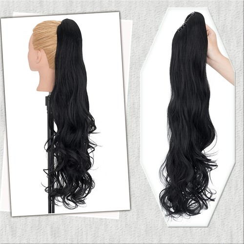 Curly wavy claw clip pony - curly,