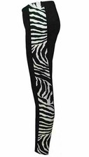 Womens Ladies Side Panel Leopard Animal Print Full Length Leggings Size 8-22 New