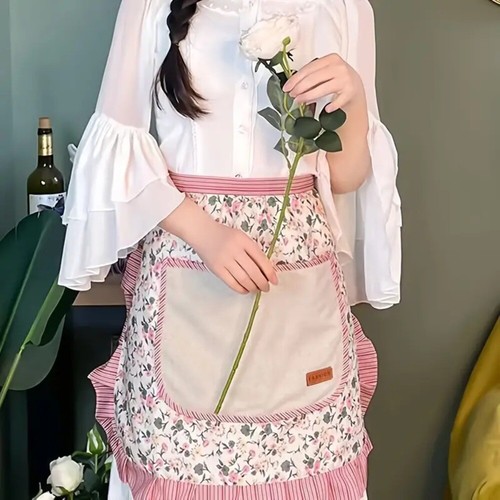 Women floral waist apron half - women,