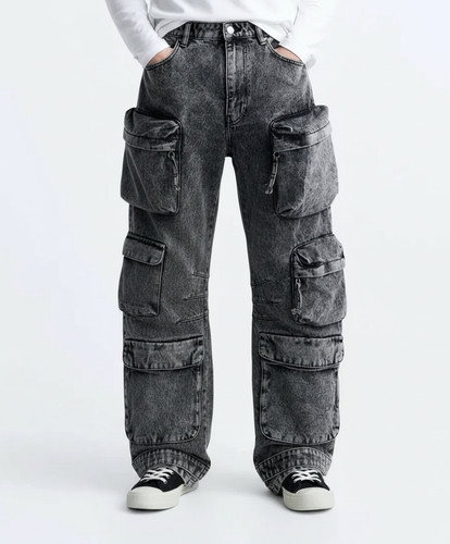 Zara grey utility pocket pants - utility,