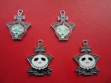 NIGHTMARE BEFORE CHRISTMAS CHARMS PENDANTS ENAMEL METAL JACK SKELETON SALLY