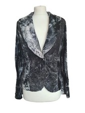 GOLD Michael H GREY Velvet Black Lace Blazer Jacket.Vintage Goth Steampunk UK 12