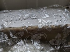 Fabric Material Shabby Chic Voile Silver Metallic Drape Bed Curtain 690 X 152cm