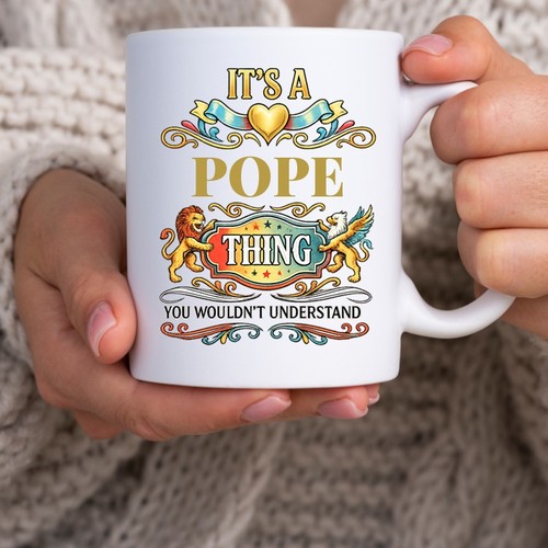 Pope family surname coffee mug - pope,