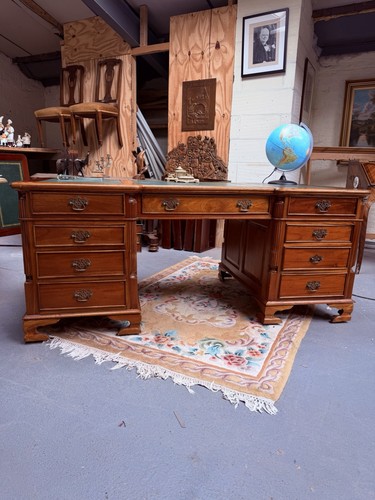 Large mahogany partners desk - large,