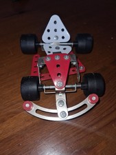 Metal Construction Kit Toy Race Car Red White Super Power Champion Tyres