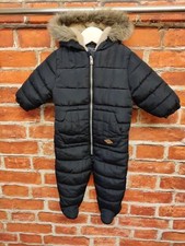 BABY BOYS NEXT AGE 9-12 MONTHS NAVY PADDED PRAM SUIT JACKET COAT ONE PIECE 80CM