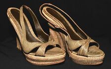 AMAZING ALEXANDER MCQUEEN SNAKE SKIN TAUPE WEDGES SANDALS WITH BOX SHOES 38 UK 5